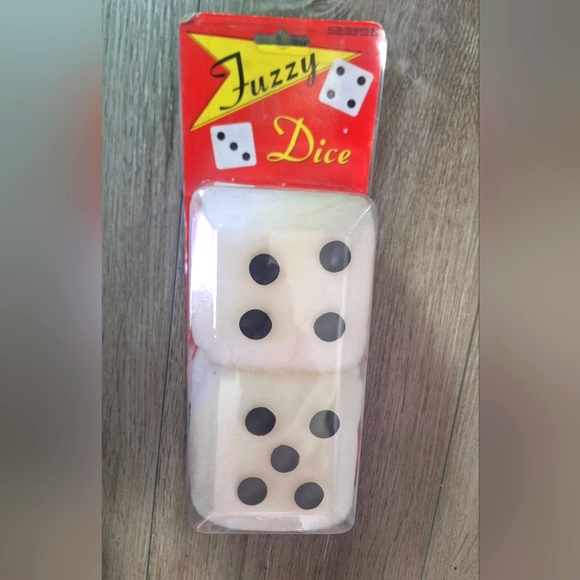 Other - New Vintage White Fuzzy Dice Hanging 3 Inch Antique Auto Dice